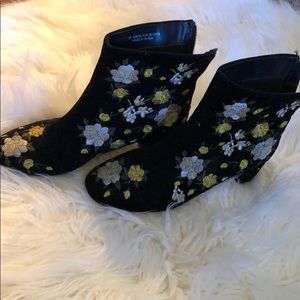 Floral stitched booties